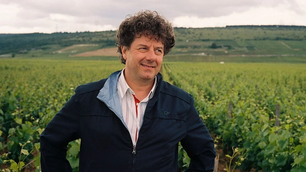 Portrait de Philippe Pacalet devant des vignes, photographie publiée par Les Echos